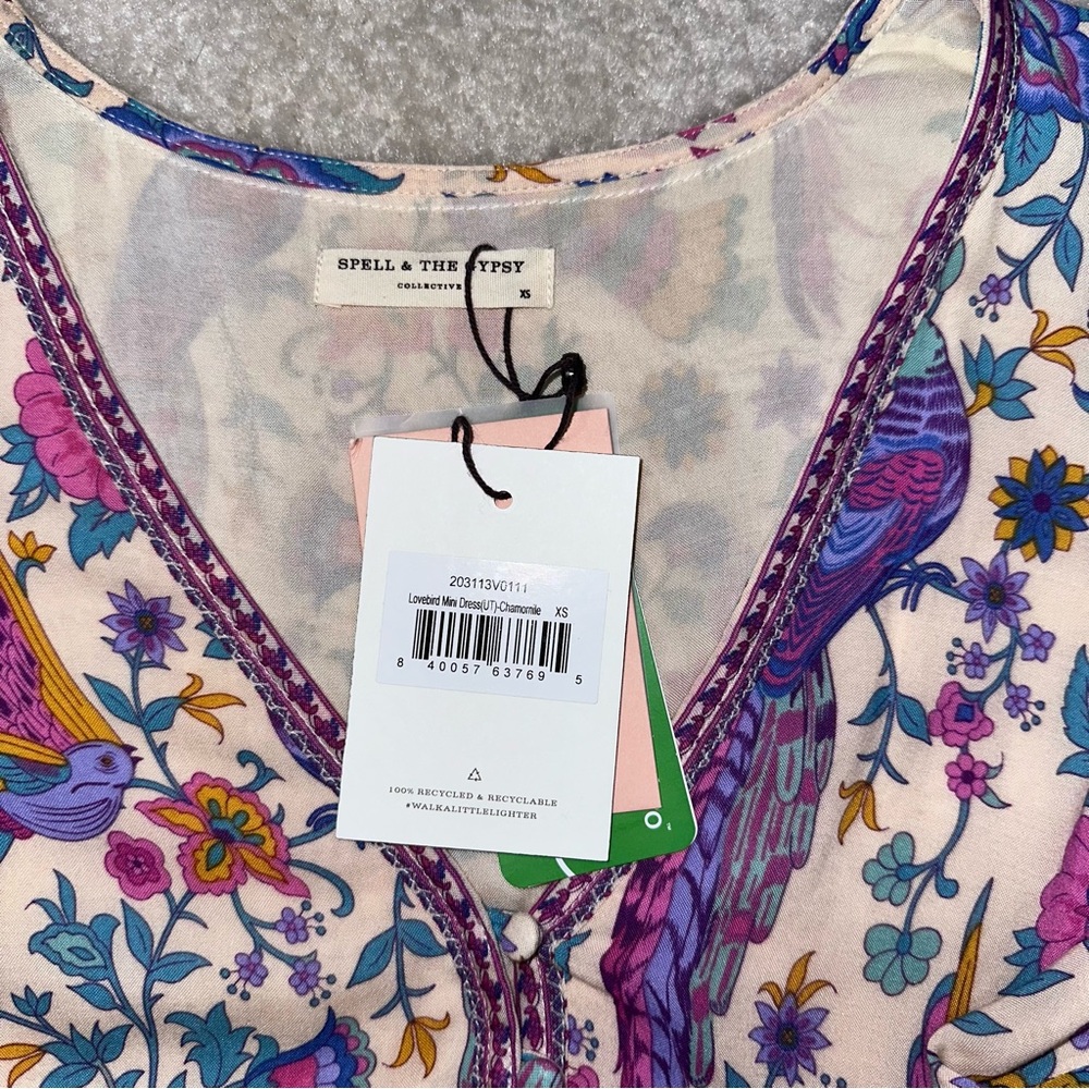Spell Lovebird Mini Dress in Chamomile XS NWT - Picture 4 of 7